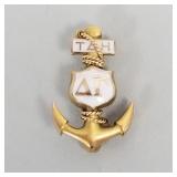 10k gold fraternal anchor pin- 2.3g, 5/8'L,