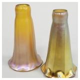 2 contemporary tulip pressure fit art glass shades