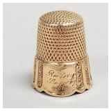 14k gold thimble dated 1891: 6.5 grams