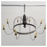 Primitive tin & wood chandelier dated 1887