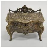 Vintage ornate brass jewelry casket- 5 3/4'H