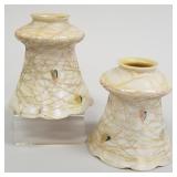 2 threaded hearts & vines art glass shades