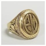 14k gold signet ring 'PM': 9.5 grams, size 4