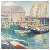 Laura Leedy signed oil painting on canvas- boats