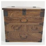 Vintage Asian Tansu 4-drawer wood chest with