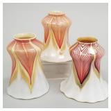 3 asst. red pulled feather art glass shades (1 as-