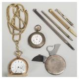 Group incl 2 pocket watches, sterling silver round