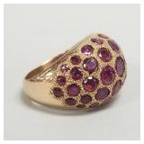 14k gold dome ring s/w rubies- 10.1g, sz 5 1/2,