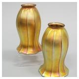2 large Steuben gold aurene art glass shades (1