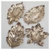 4 sterling silver leaf form dishes- 4 troy oz