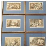 6 framed antique Rowlandson colored prints from