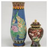 2 pieces cloisonne including vase- 12 1/4'H &