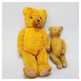 2 early stuffed teddy bears with glass eyes &