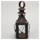 Small pierced tin & glass lantern w/ heart motif-