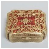 14k gold & enamel pill box- 30.6g, 1/2'H 1 1/2'W