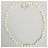 7mm cultured pearl necklace w/ 14k white gold &