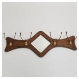 Oak Arts & Crafts coat hanger with mirror- 14 1/2'