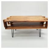 Custom made walnut coffee table on hairpin legs-