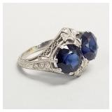 Vintage 14K white gold filigree ring set with