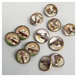 Group vintage reverse intaglio cufflinks &