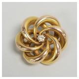 10k gold & diamond swirl pin: 4.0 grams,