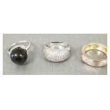 3 sterling silver rings some s/w stones incl
