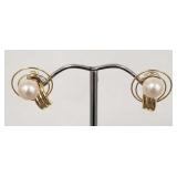 14k gold & 7mm pearl earrings- 2g, 3/4'L