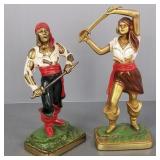 Pair brass clad pirate motif bookends- 10 1/2',