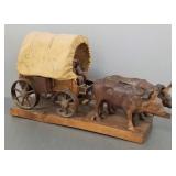 Folk Art wood carving- covered wagon- 11'H 21'L