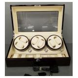 Automatic watch winder w/ key- 8 1/2'H 18'W 10'D