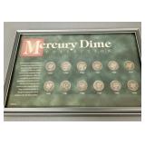 12 Mercury dimes in frame