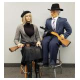 Bonnie & Clyde mannequins with replica guns- 4' 6'