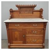 Victorian walnut marble top commode- 41'H incl