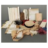Group incl vintage straw hat, decorative edgings/