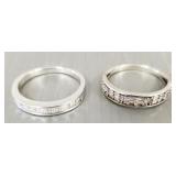 2 D'Joy sterling silver & diamond rings- sz 7