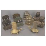 5 pair vintage metal bookends incl bronze, etc-