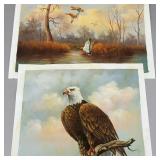 2 signed unframed oil paintings on canvas: ducks &