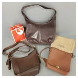 3 Coach leather purses- 18'H 12'W 2 1/4'D largest