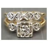 2 piece vintage 14k gold wedding ring s/w 0.33ct