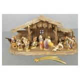 Original Lepi Italy carved wood nativity- 9'H 19'L