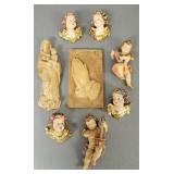 8 Italian carved angel/ putti figures- 9'H tallest