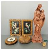 Gp. items incl 16' composition Madonna, feather