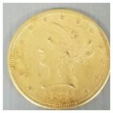 U.S. gold $10- 1881 Liberty coin
