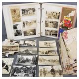 Group antique postcards, photos, greeting cards,