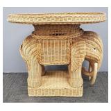 Mid-century wicker elephant tray top stand-