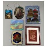 Gp wall art incl small stain glass windows- 12'H