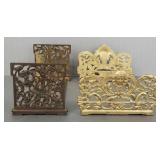 2 ornate metal folding book racks- 12 1/2' longest