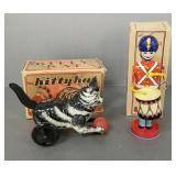 2 vintage tin litho toys: Marx Kitty Kat & Chein