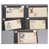 5 Civil War U.S. graphic covers w/ stamps-