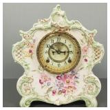 Ansonia clock in Royal Bonn china case- 13'H 11'W